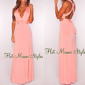 Melon Double Slit Multi Wear Maxi Dress
